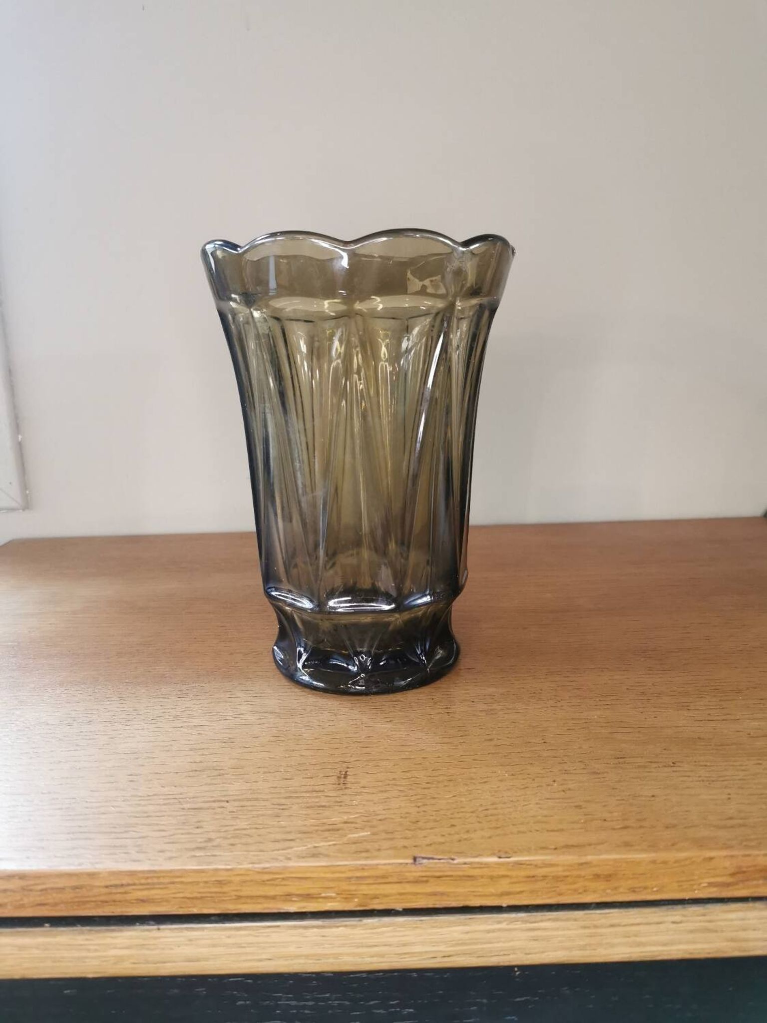 Vase vintage verre fumé