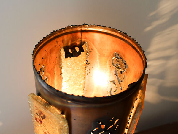 Lampe Accolay avec abat-jour cuivre et résine
