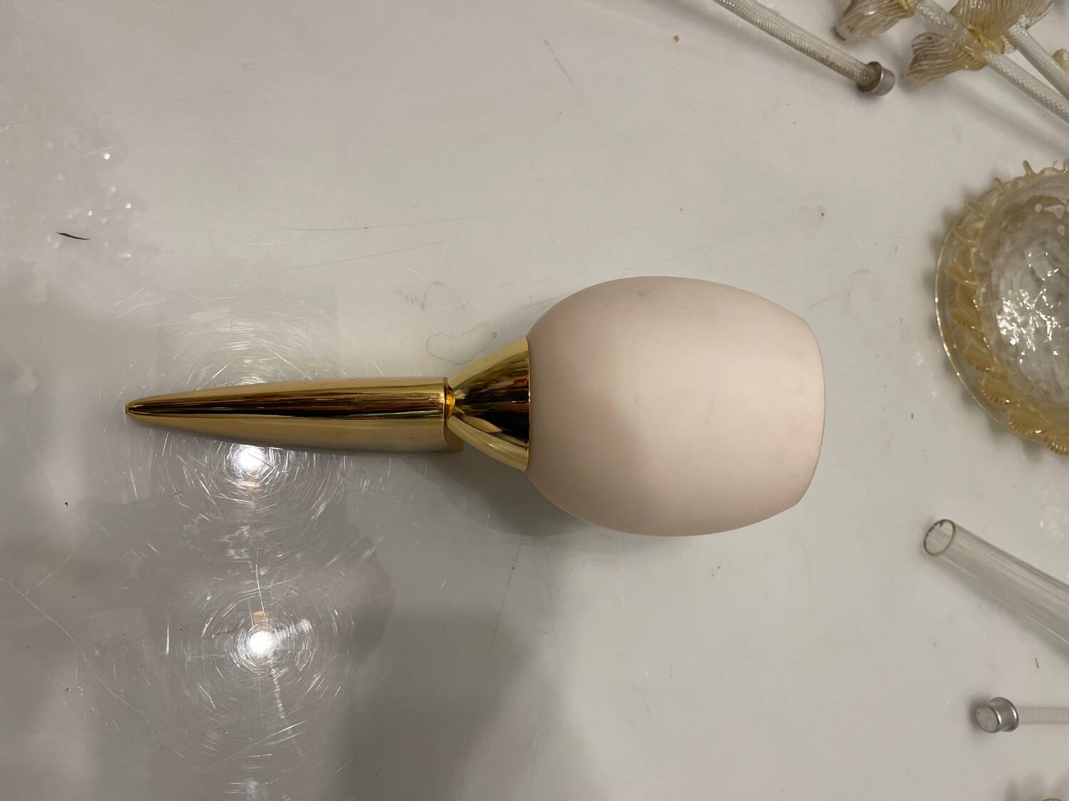 Pink Opaline Glass Brass Sconces Set of 2 1960’s