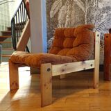 Scandinavian pine and velvet seat