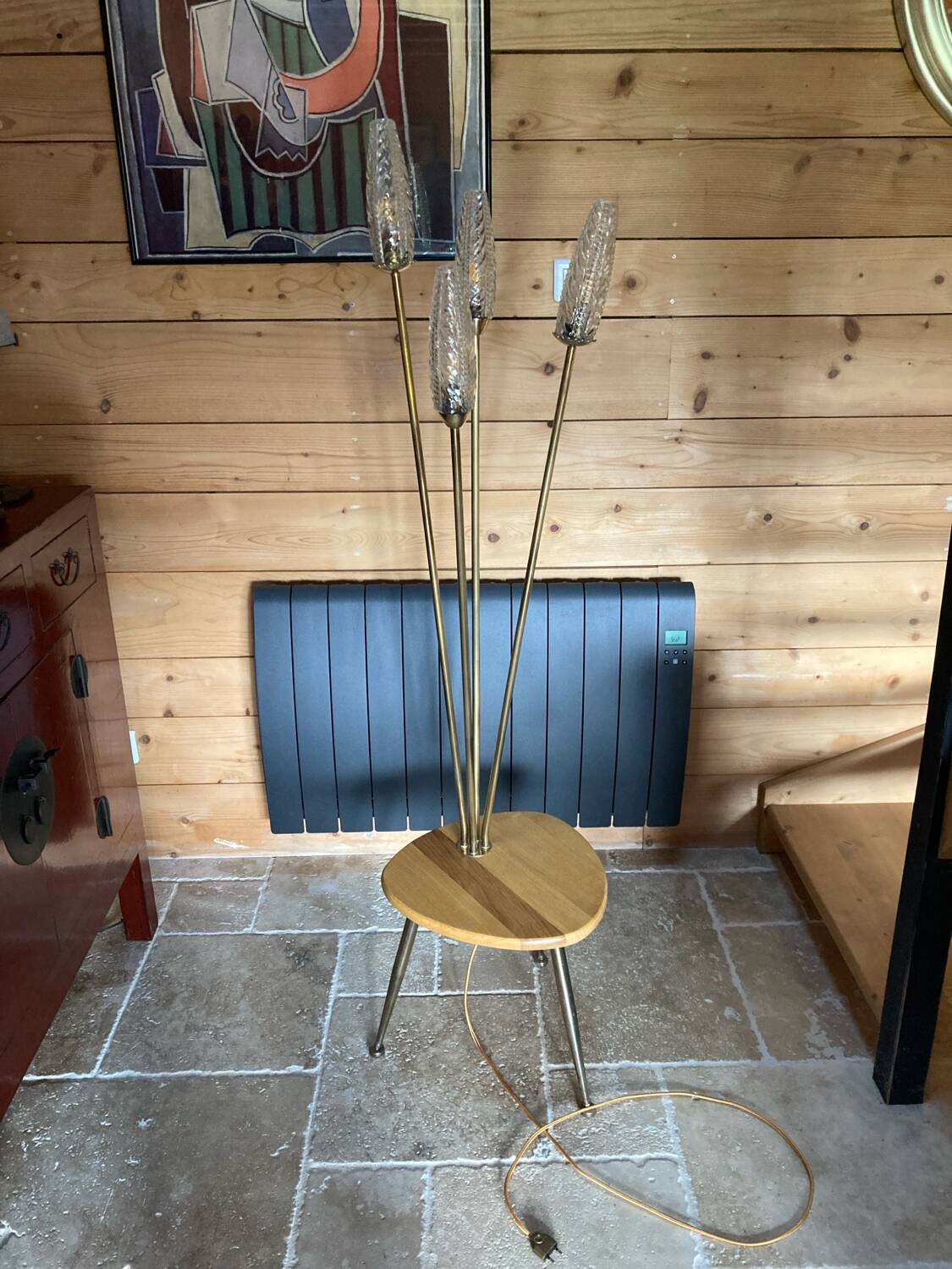 Vintage four-branch tripod lamp