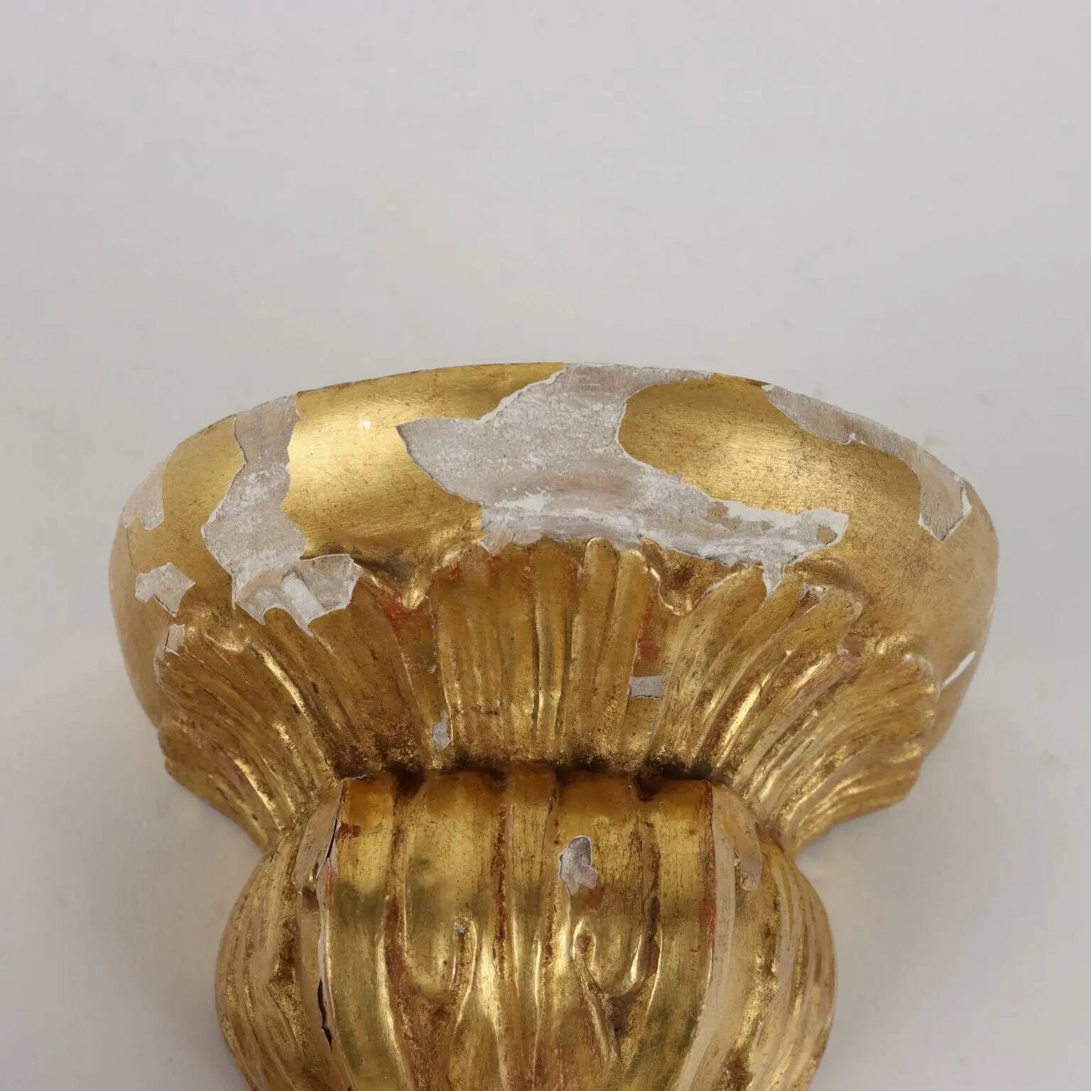 Group of 3 antique shelves "800" in carved wood and gold imitation marble.