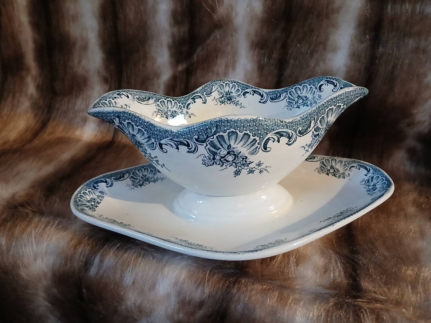 Antique sauce boat in ironstone