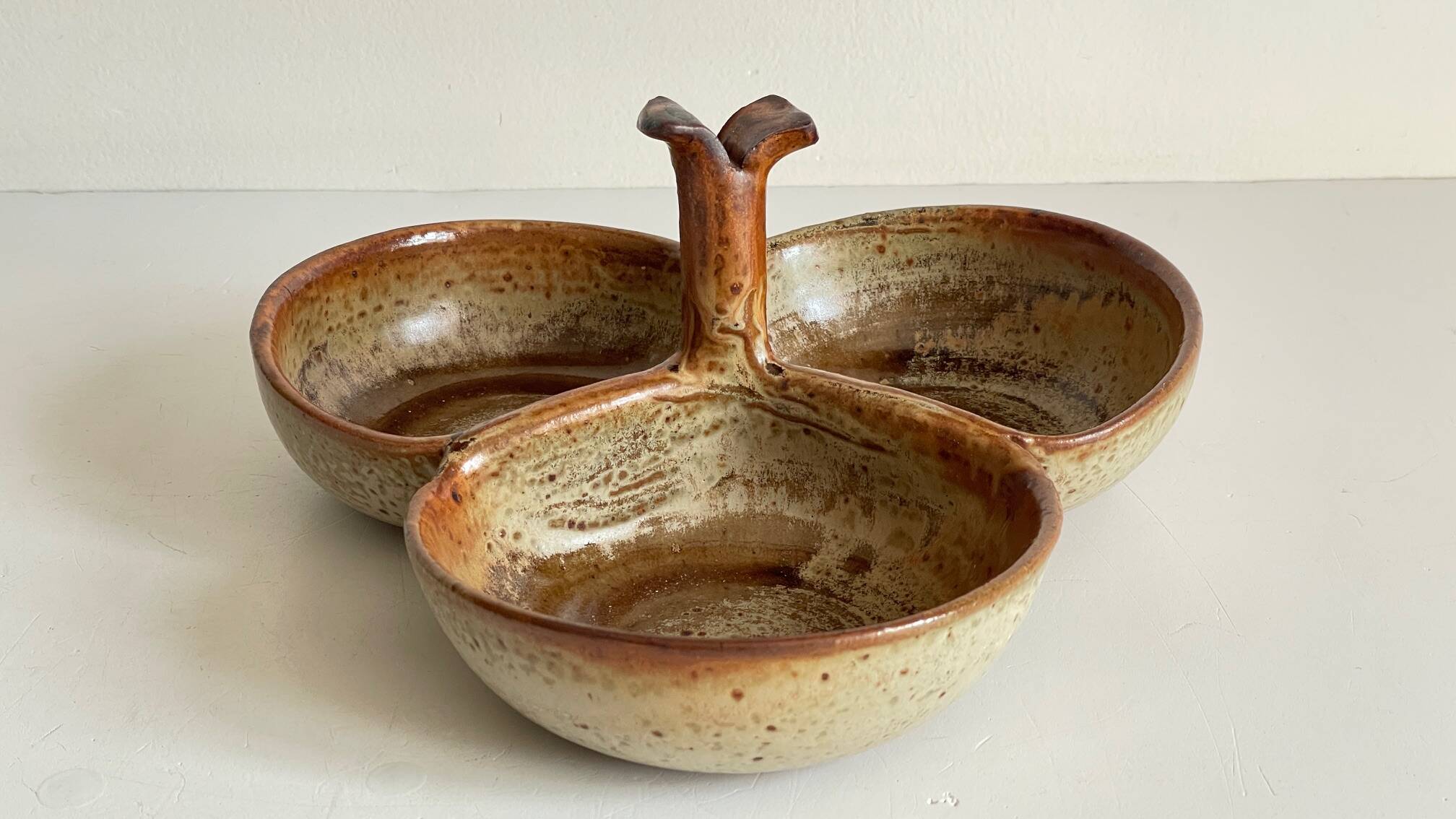 Vintage glazed stoneware appetizer dish