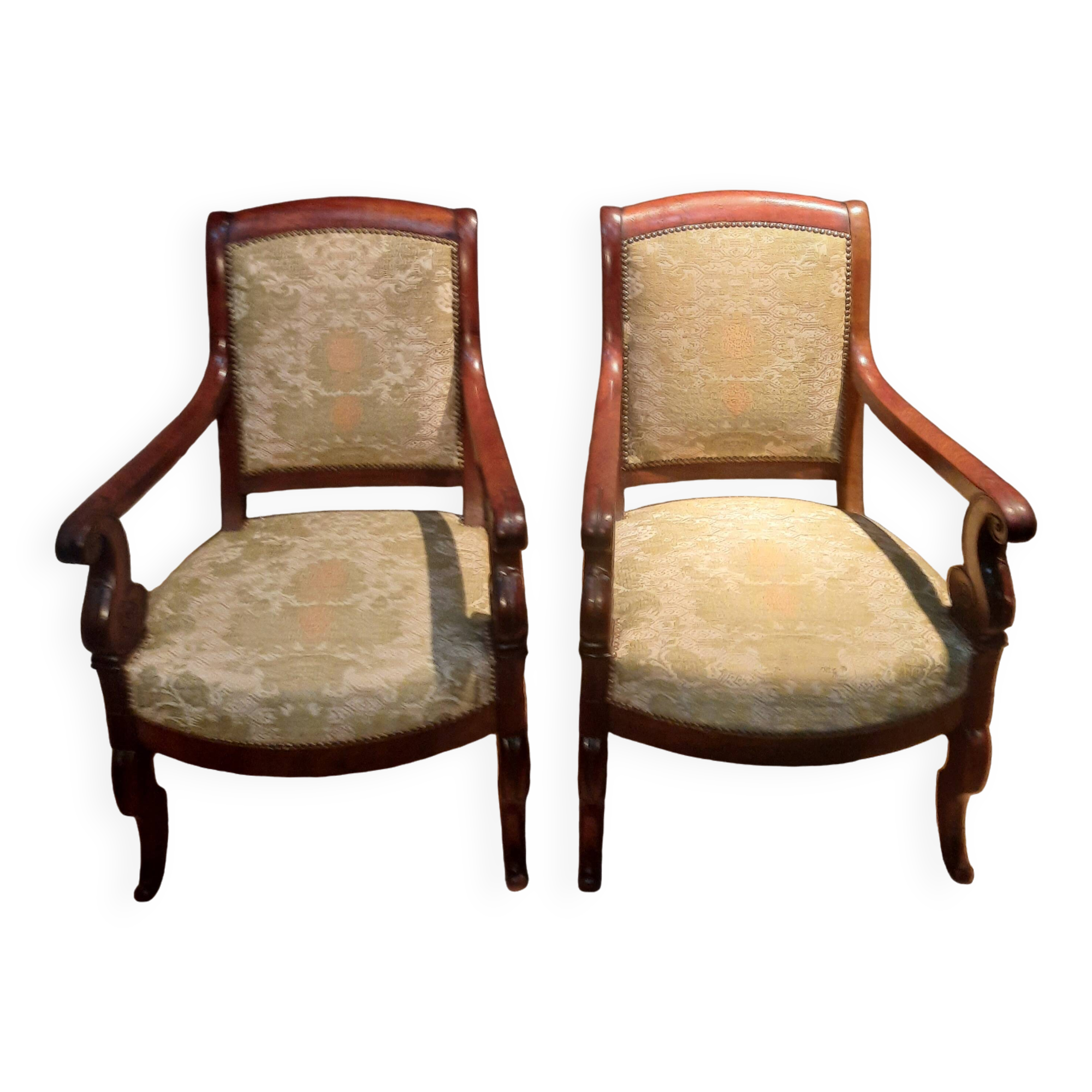 Pair of restoration mahogany armchairs