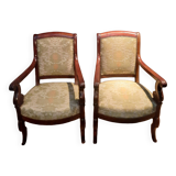 Paire de fauteuils Restauration en acajou