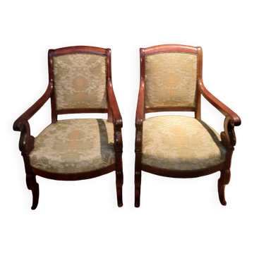 Pair of restoration mahogany armchairs