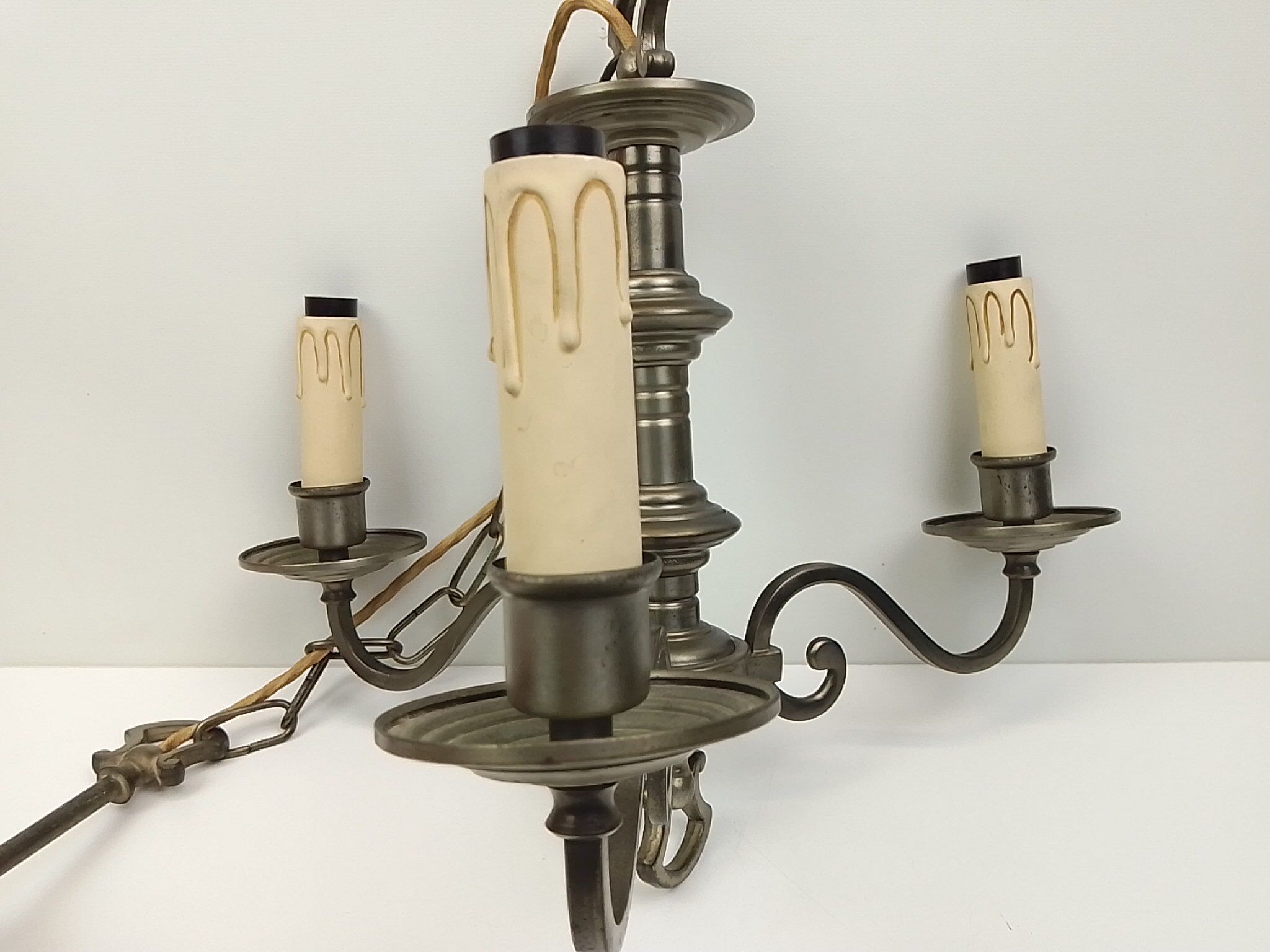 Chandelier 3 branches in brass tin color