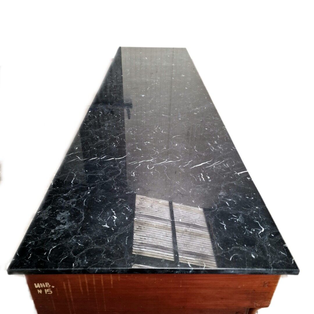 Grand comptoir de pharmacie Art Déco en acajou et marbre, 1909