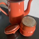 Red enameled coffee pot