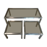 70s design brushed steel coffee table and nesting tables