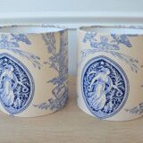 Pair of blue Toile de Jouy lampshades