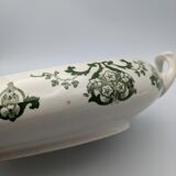 vegetable serving dish tureen earthenware English floral green decoration