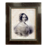 Painting drawing "portrait of a woman" 1845 by augustin-luc demoussy (1809-1880)