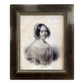 Tableau dessin "portrait de femme" 1845 par augustin-luc demoussy (1809-1880)