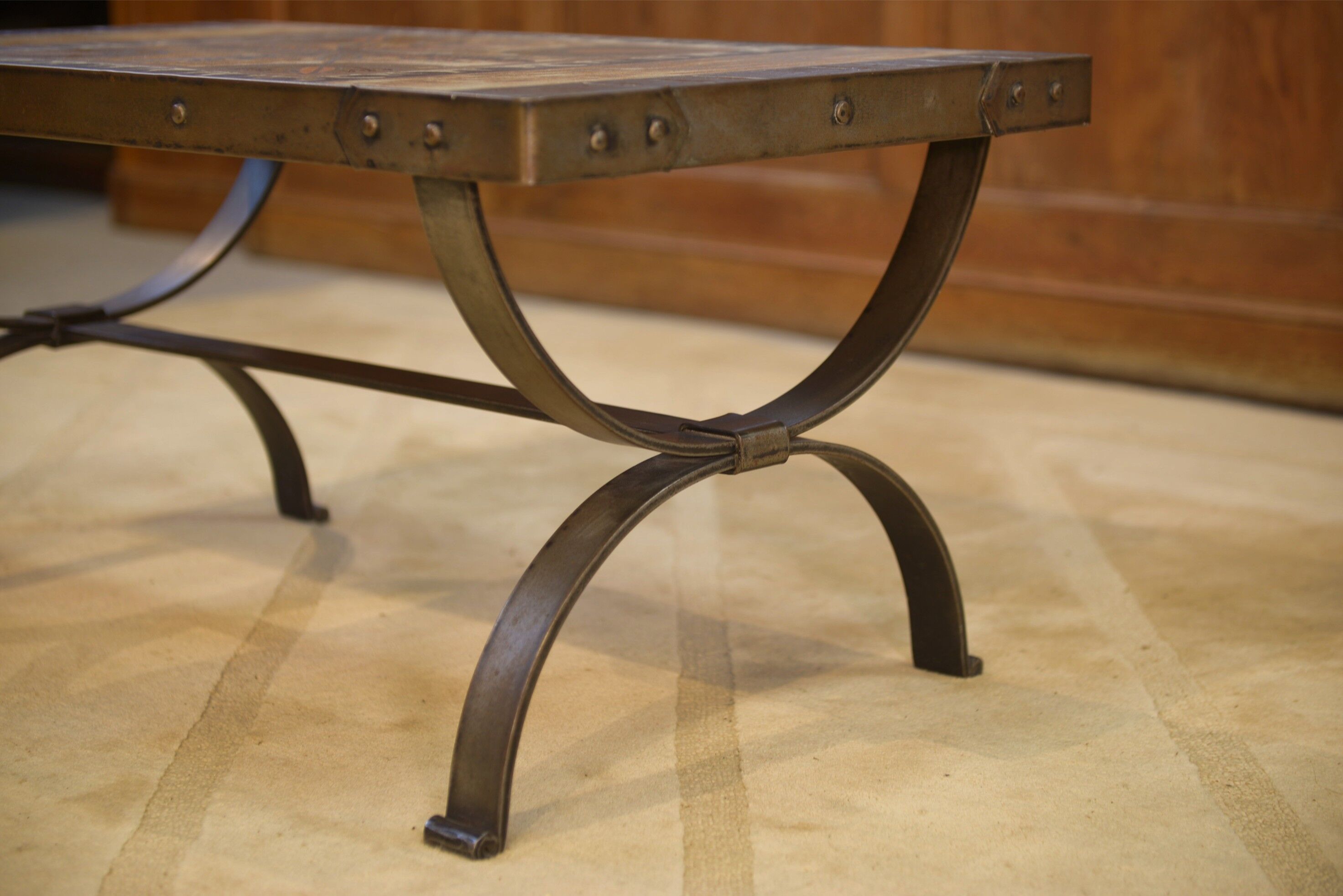 Wrought iron and ceramic coffee table from Vallauris 1950s.