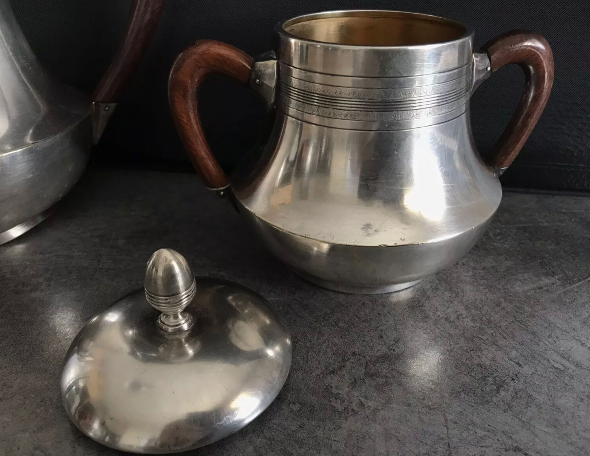 Coffee/tea service in silver metal punch goldsmiths phoenix villeurbanne xixth
