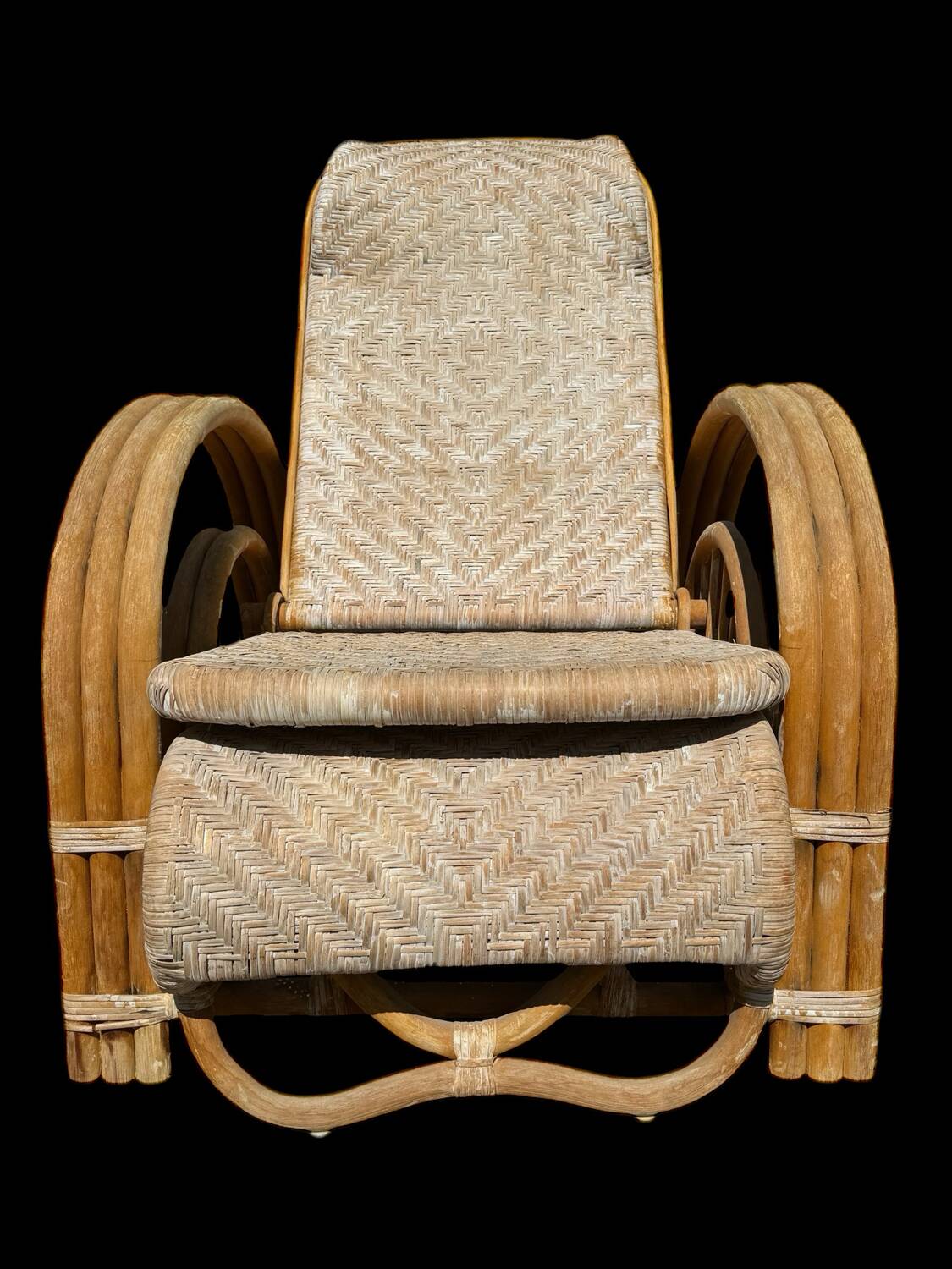 Vintage Rattan and Bamboo Chaise Longue from the 60s Italy