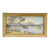 Wood painting of the Gulf of Saint-Tropez signed, around 1950.