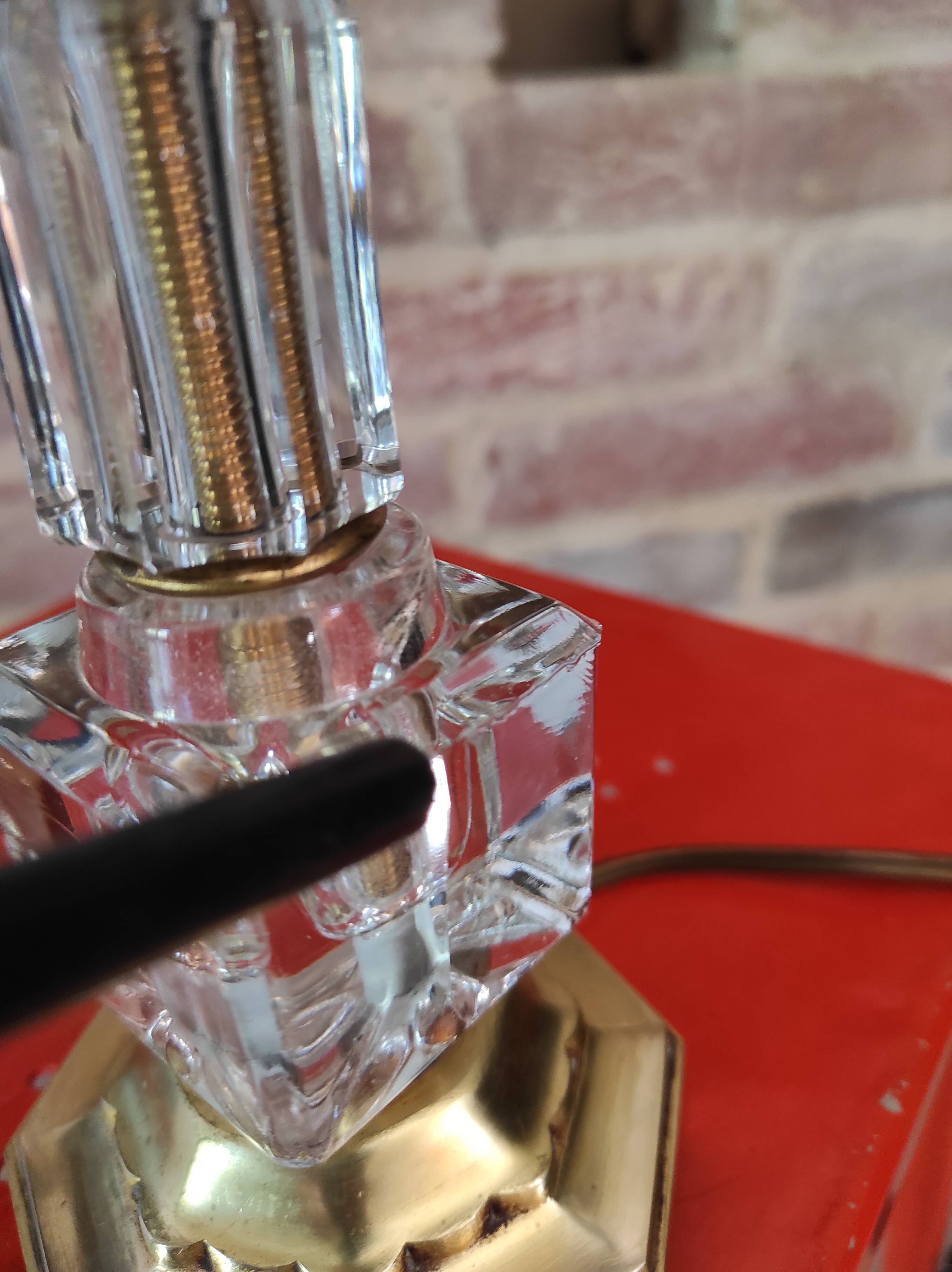 Bedside lamp in art deco glass