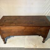 Large antique oak chest with turned legs