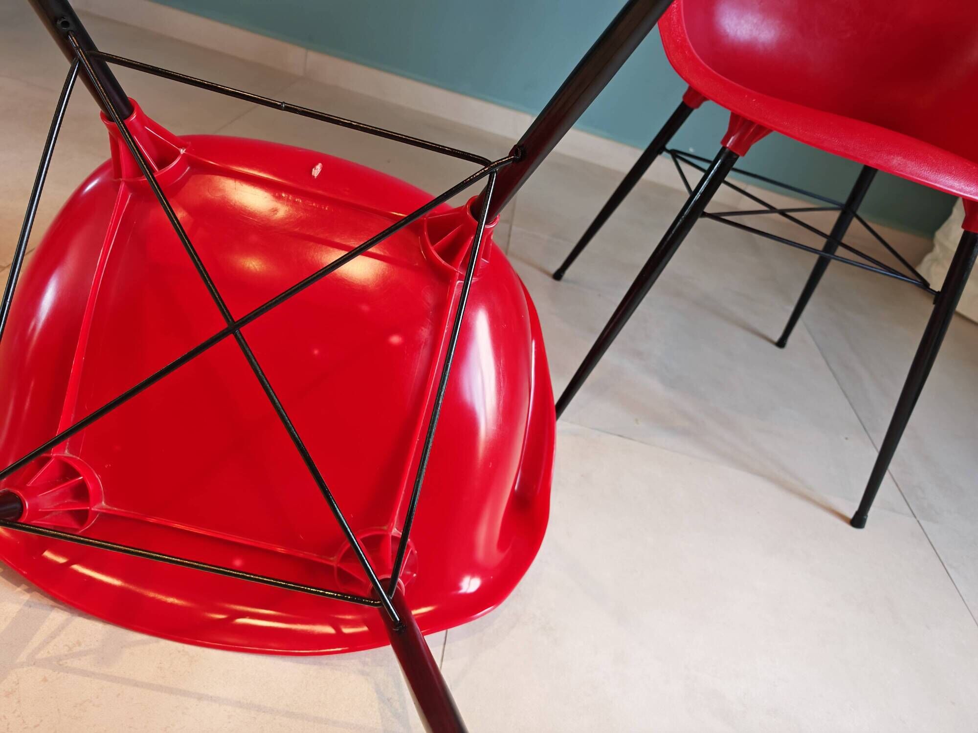 Pair of Vintage Space Age Red Armchairs 1970