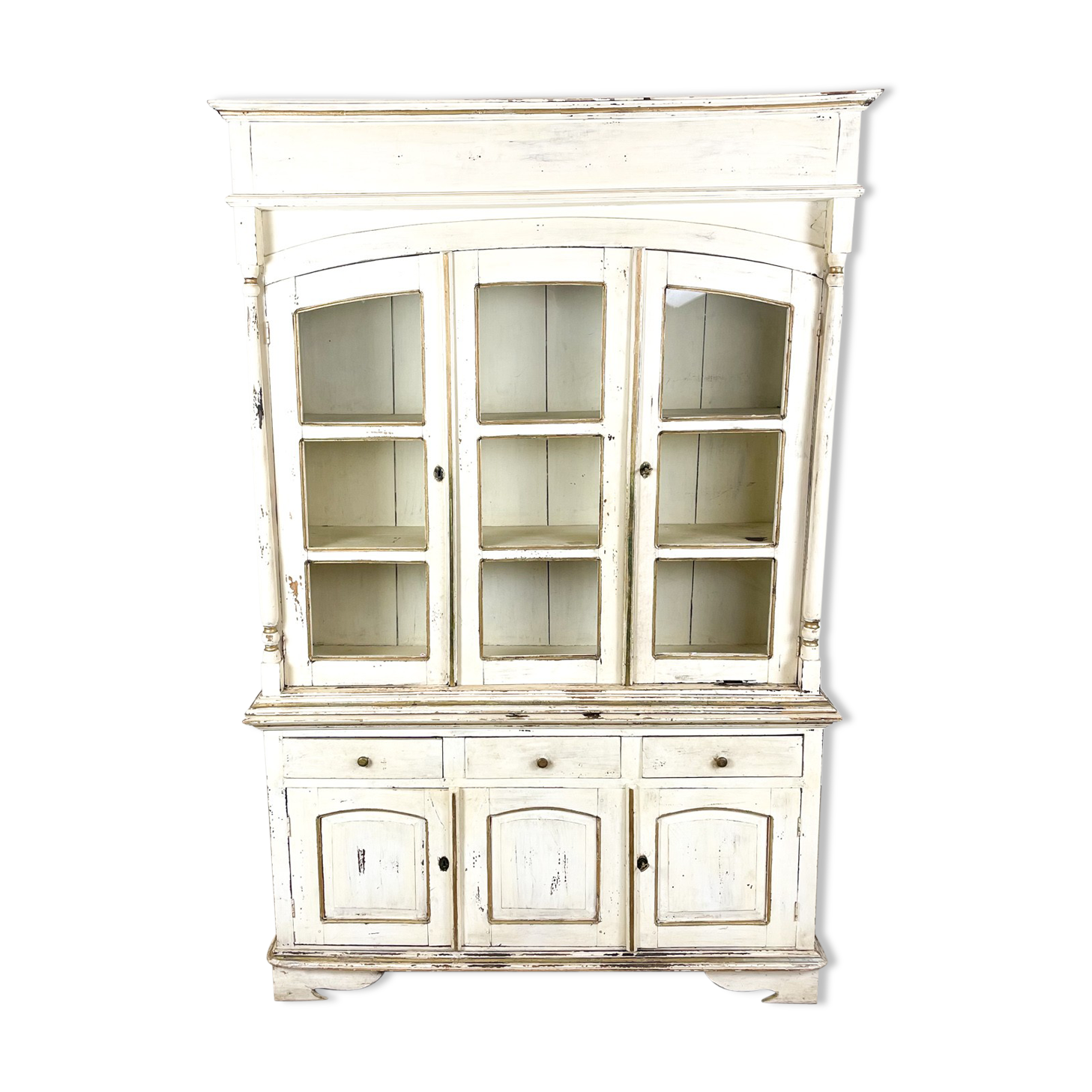 Vintage brocant White painted Kitchen display cabinet