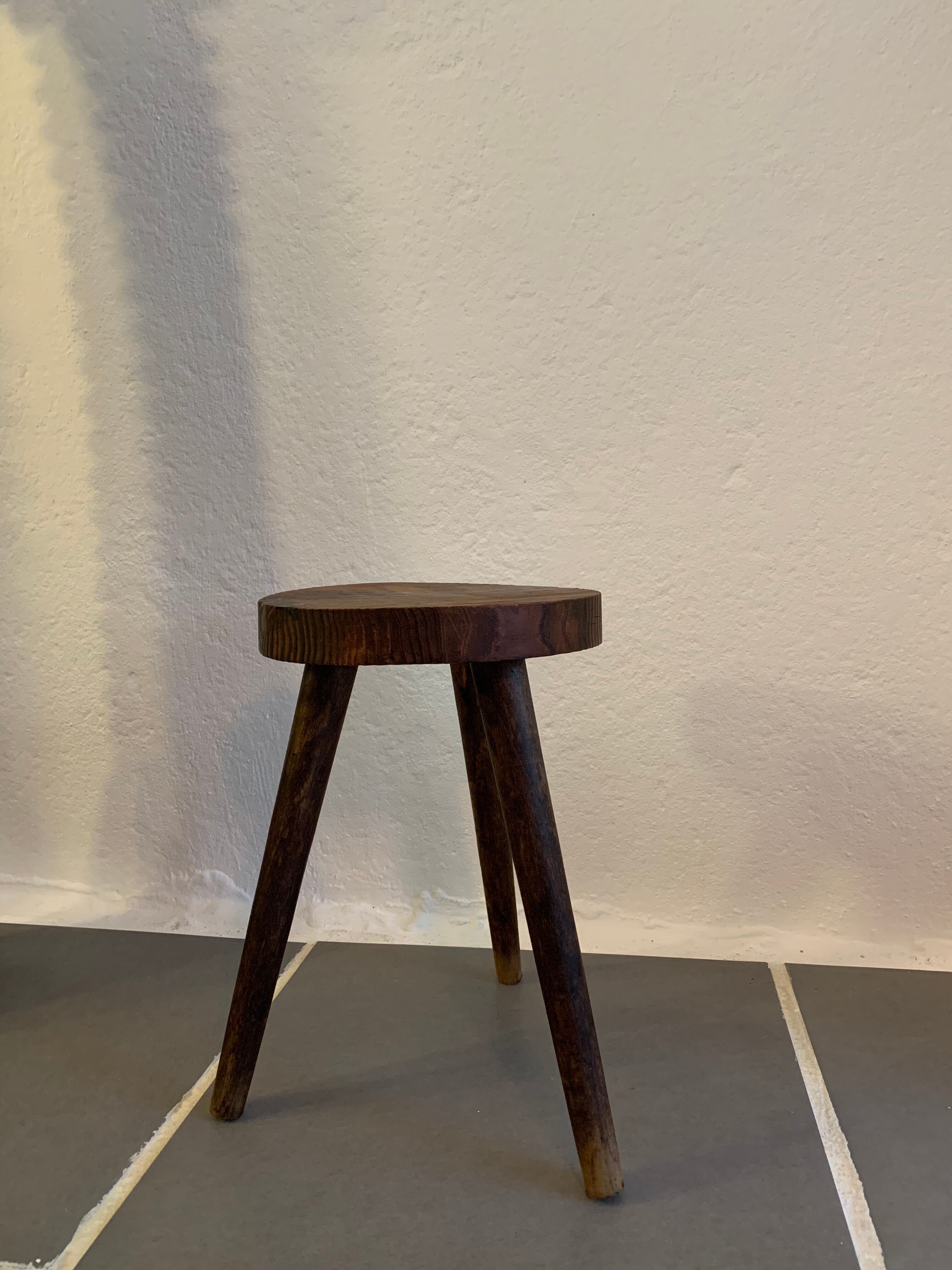 Vintage tripod wood farm stool