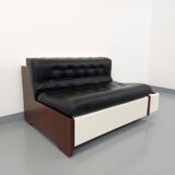 Vintage sofa bed bench with integrated lighting, Italian design Beka Tortuga, in skai, fiber