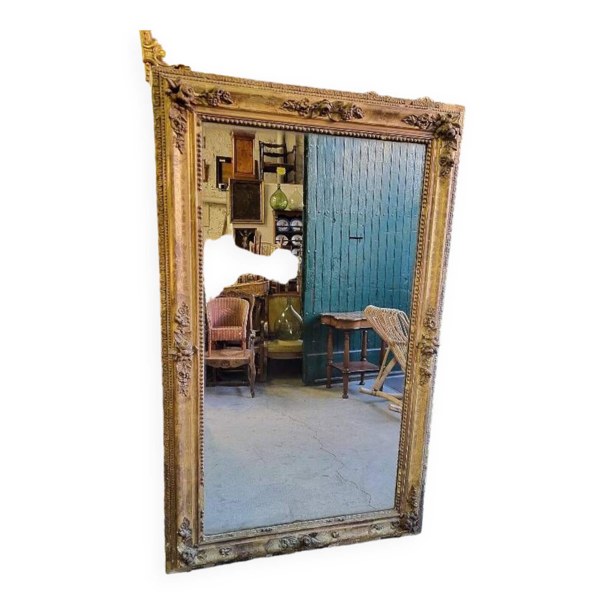 antique large golden mirror from the 19th century