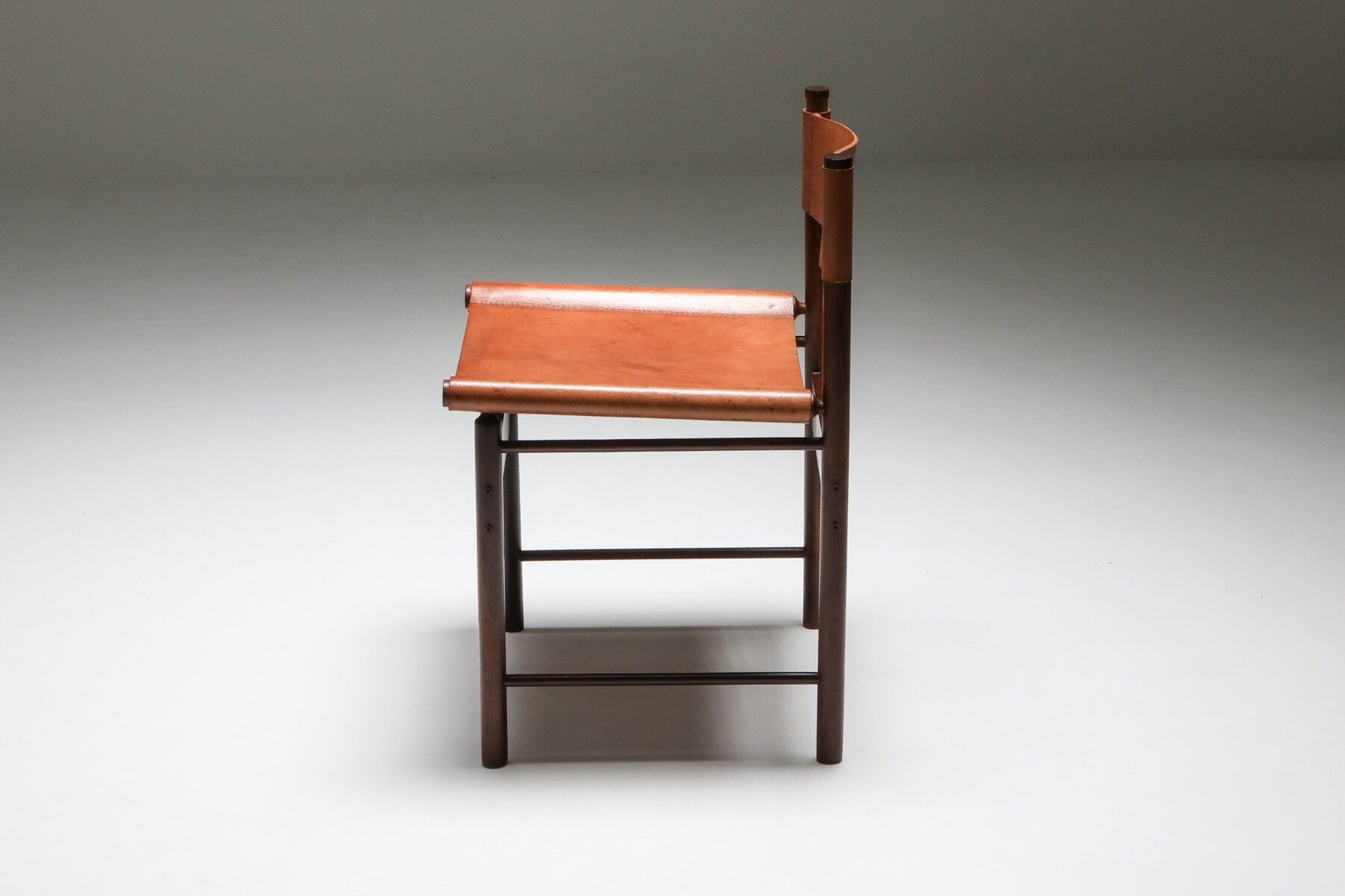 Zalszupin Jacaranda Dining Room Chairs with Saddle 1950 Cognac Leather Seats
