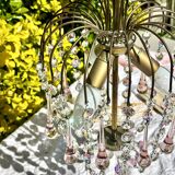Magnificent Cascade Chandelier in Brass & Crystal Glass 1970s Vintage