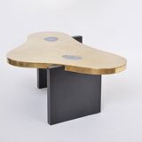 Etched Brass coffee table with Agathe Stones in the style of Lova Creation