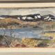 Original Swedish Oil on Panel - 'Landscape with Water' by Josef Sandberg - Signed - Vintage and Framed - 54.5 × 38.5 cm