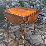Center table decorated with marquetry of leaves and flowers in Louis XVI style, 19th century period