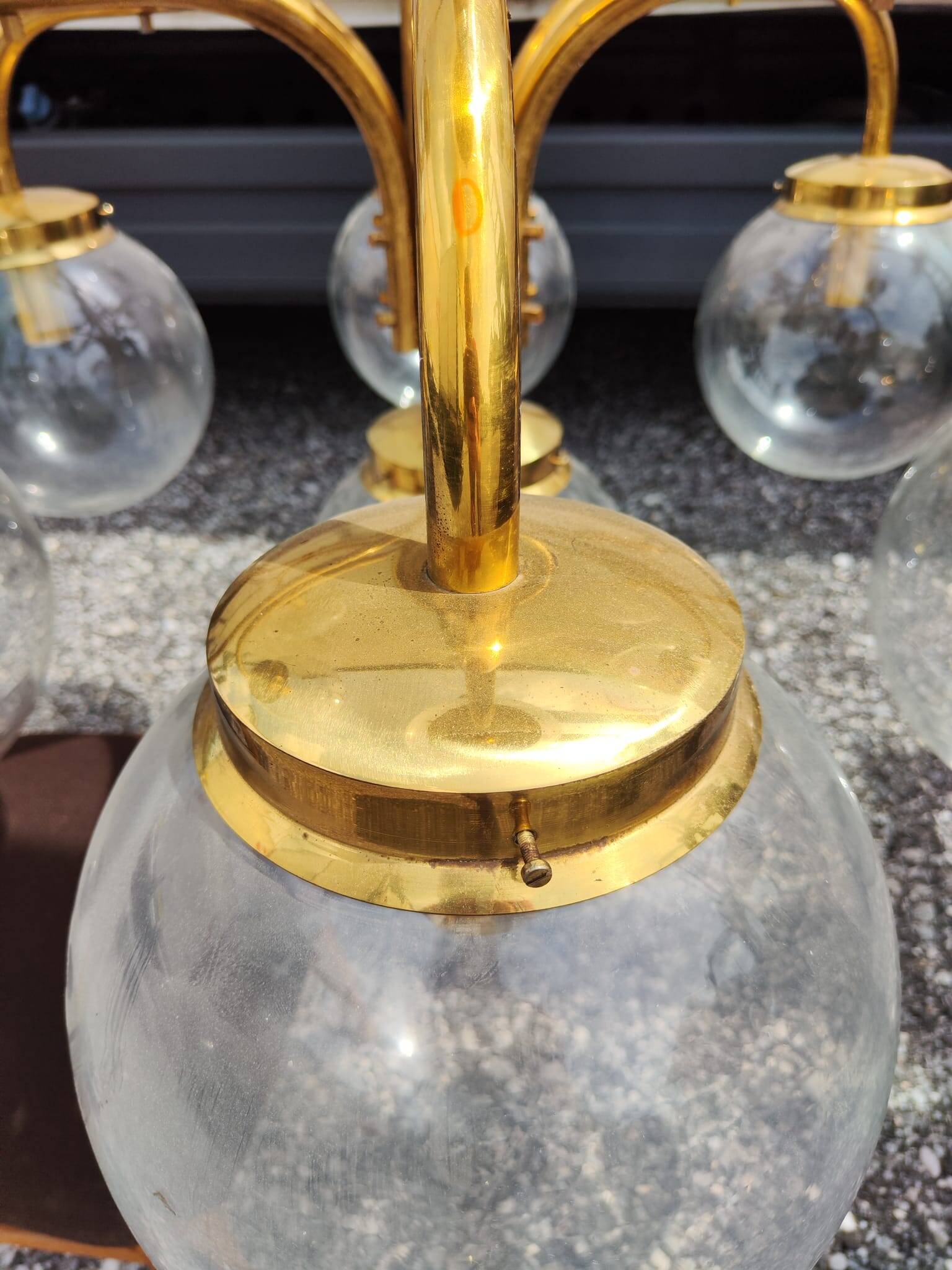 Large Vintage Brass Chandelier: Mid-Century Italian 13-Bulb Pendant Light