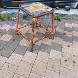Square stool industrial workshop metal and wood tube