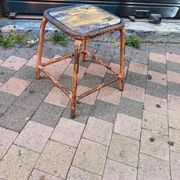 Tabouret carré atelier industriel tube métal et bois
