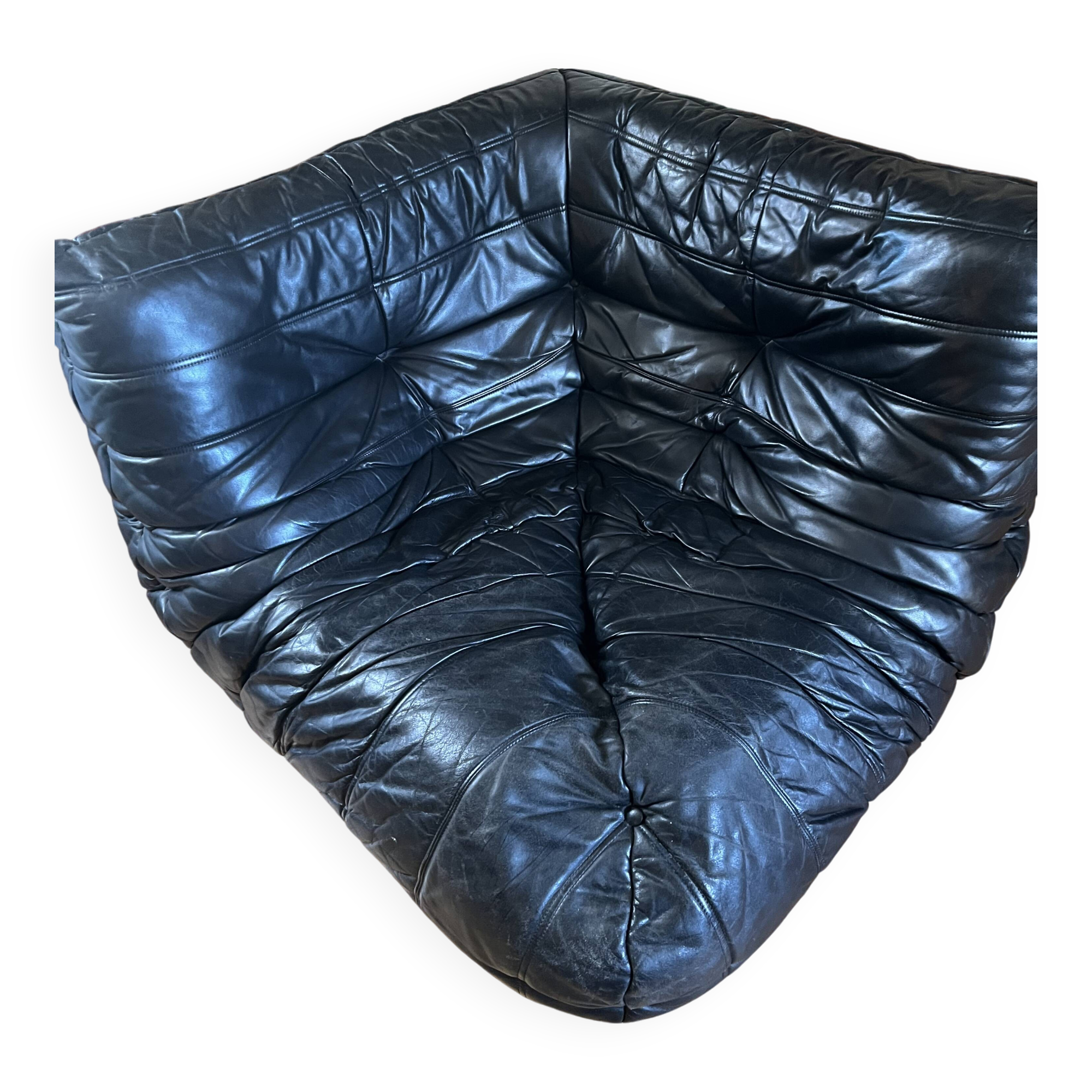 TOGO BLACK LEATHER corner armchair