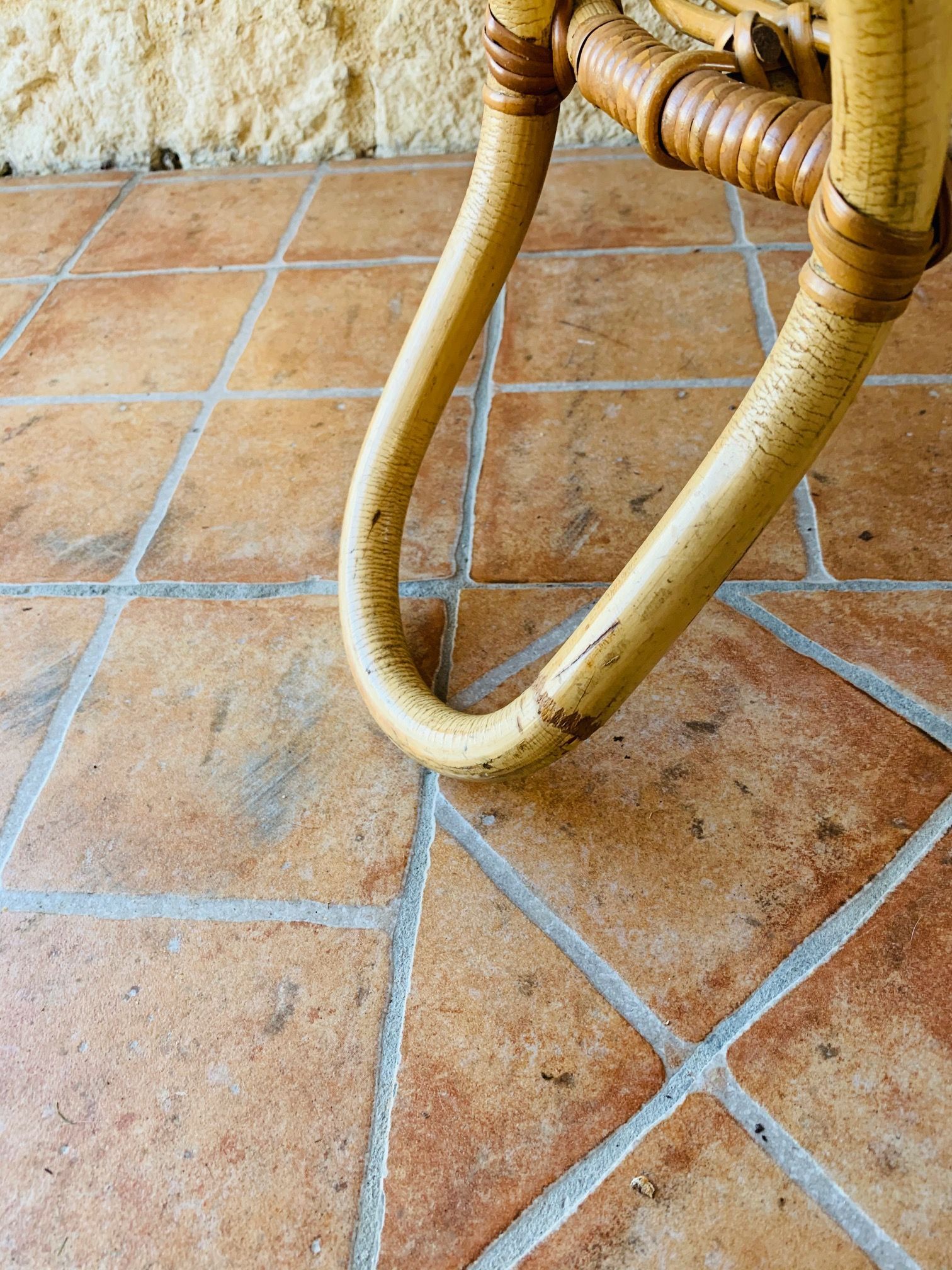 Rattan coffee table with range magazines, vintage circa 60's