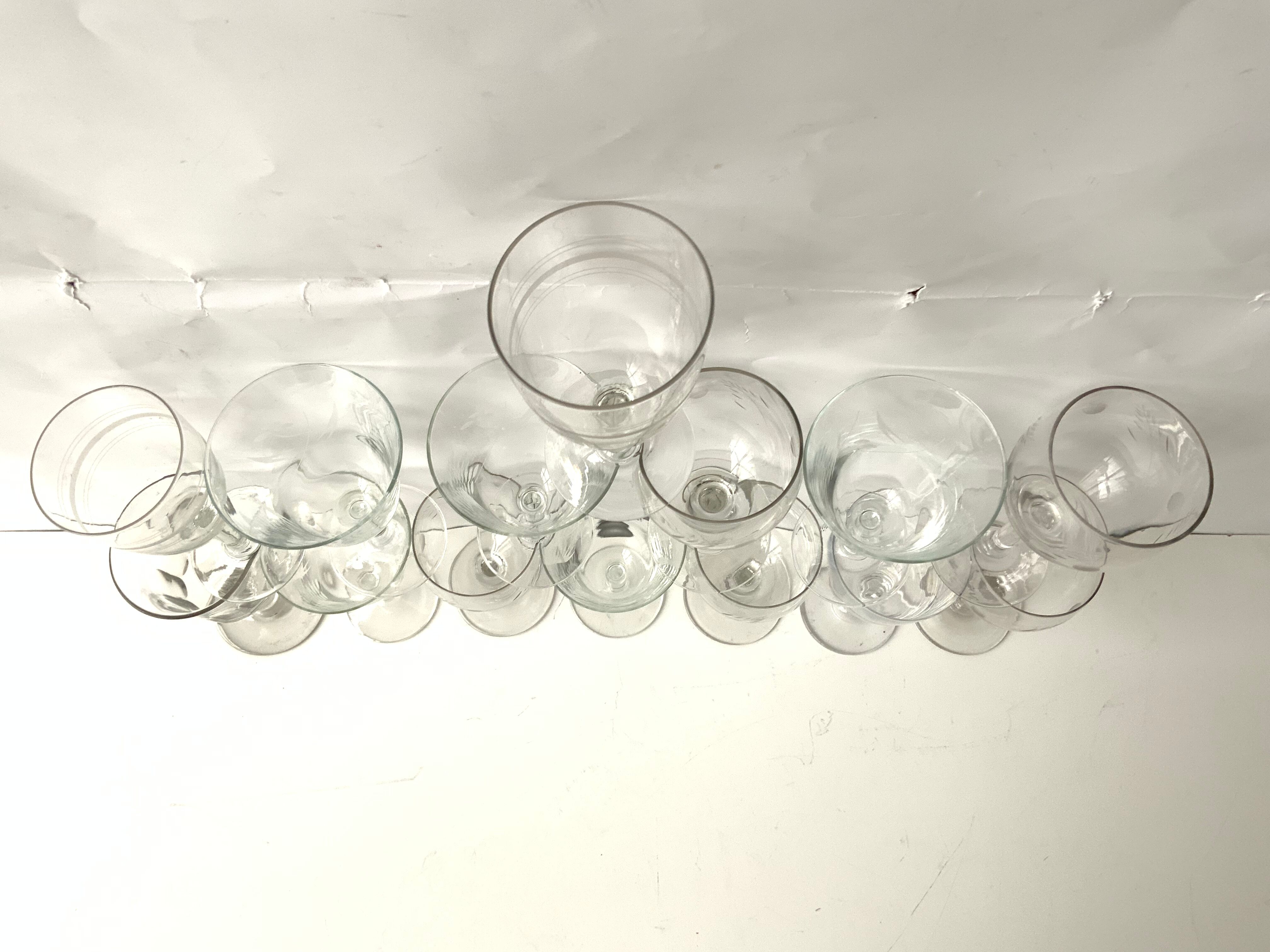 14 antique stemmed glasses