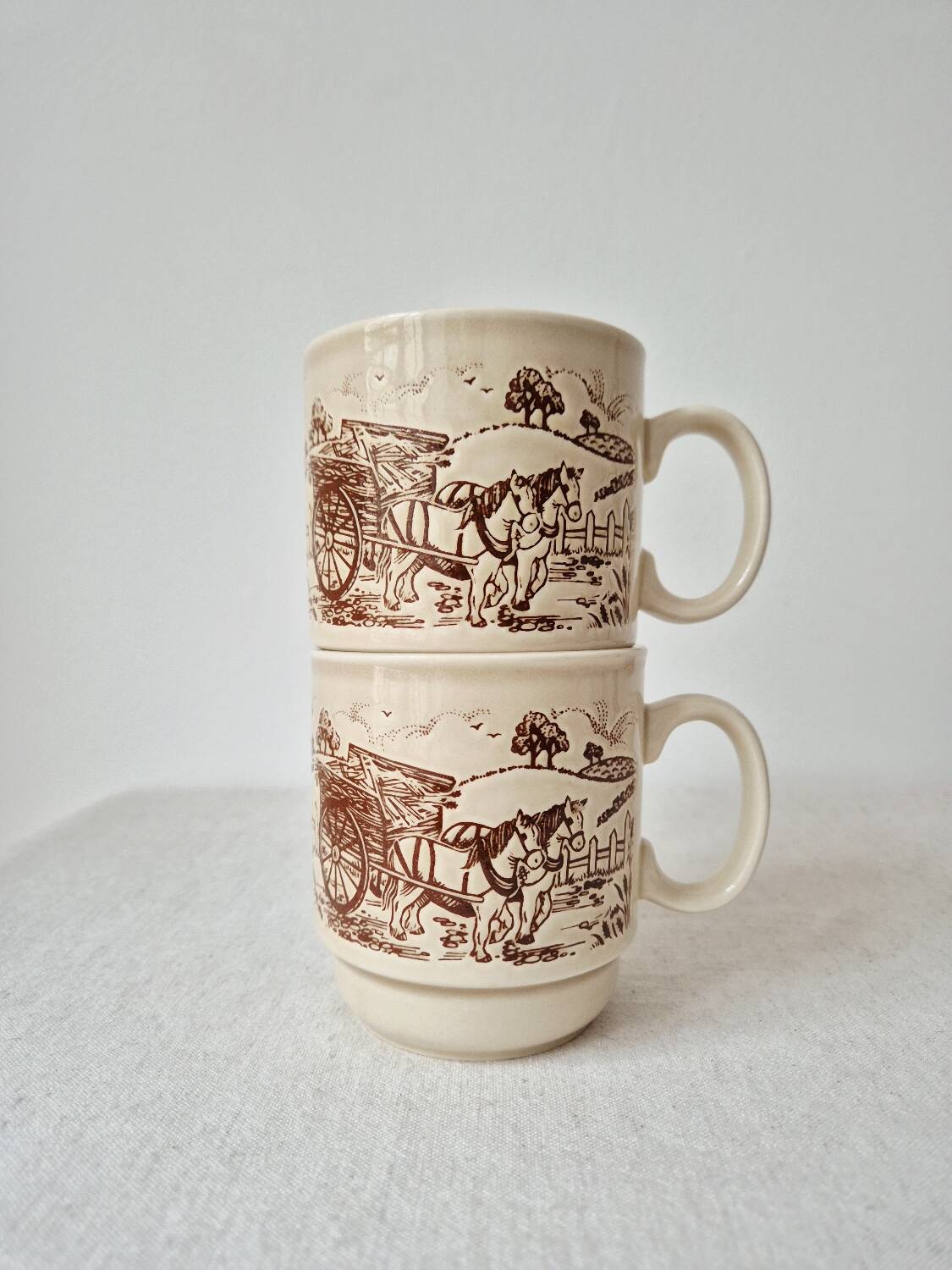Set of 2 vintage stoneware mugs "English Countryside" - KilnCraft England