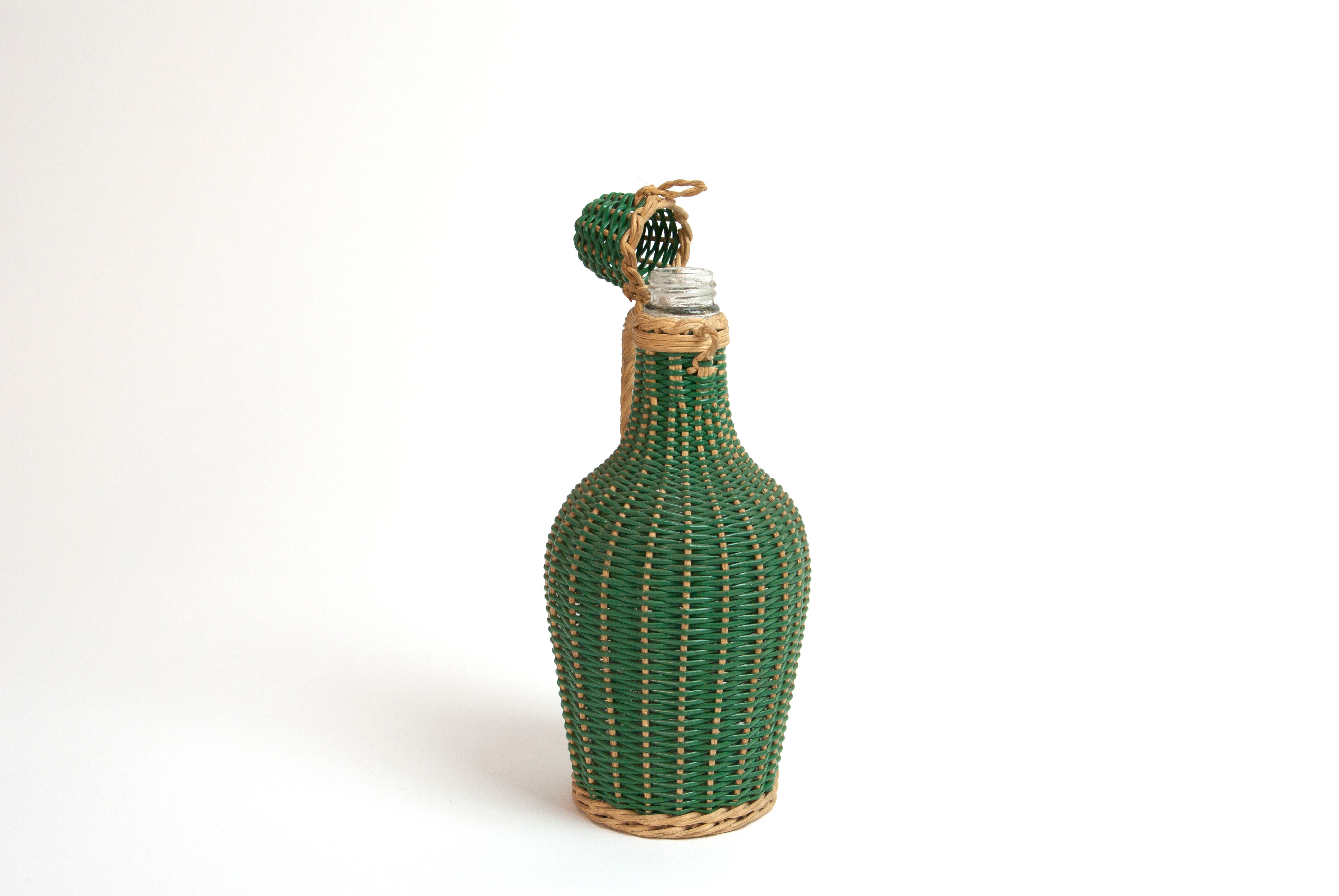 Bottle green scoubidou and rattan natural 60 years