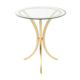 Guéridon fer doré et verre par Roger Thibier 1960