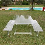 Transparent table and benches
