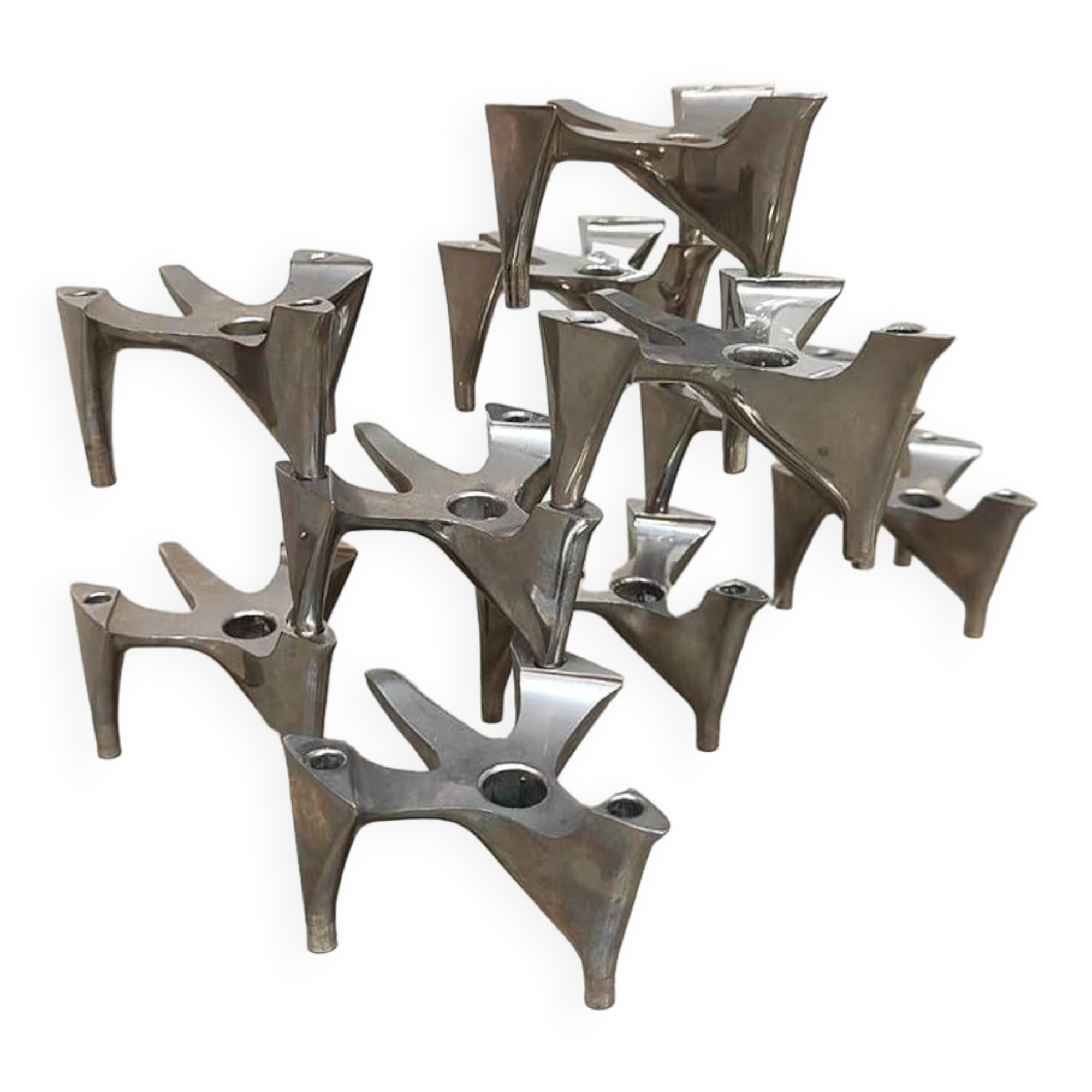Vintage chrome candlesticks BMF Fritz Nagel 'Vogelflug'