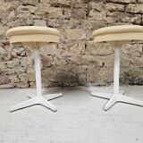 Pair of vintage white metal stools by Bremshey & Co.