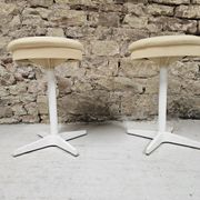 Pair of vintage white metal stools by Bremshey & Co.