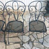 5 foldable garden chairs in wrought iron Epoch 1900