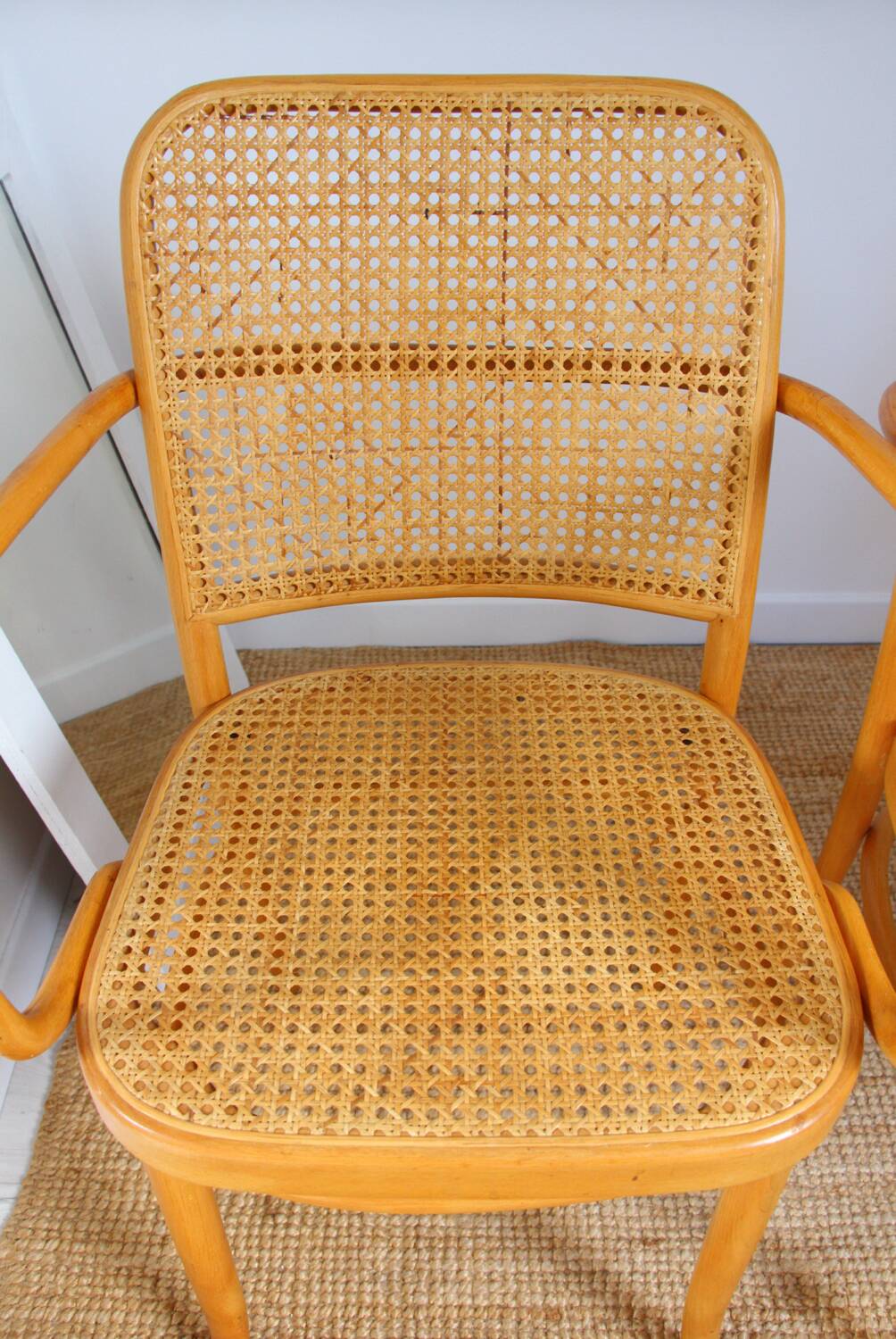 Set of 4 wooden and cane chairs model Prague 811 by Josef Hoffmann